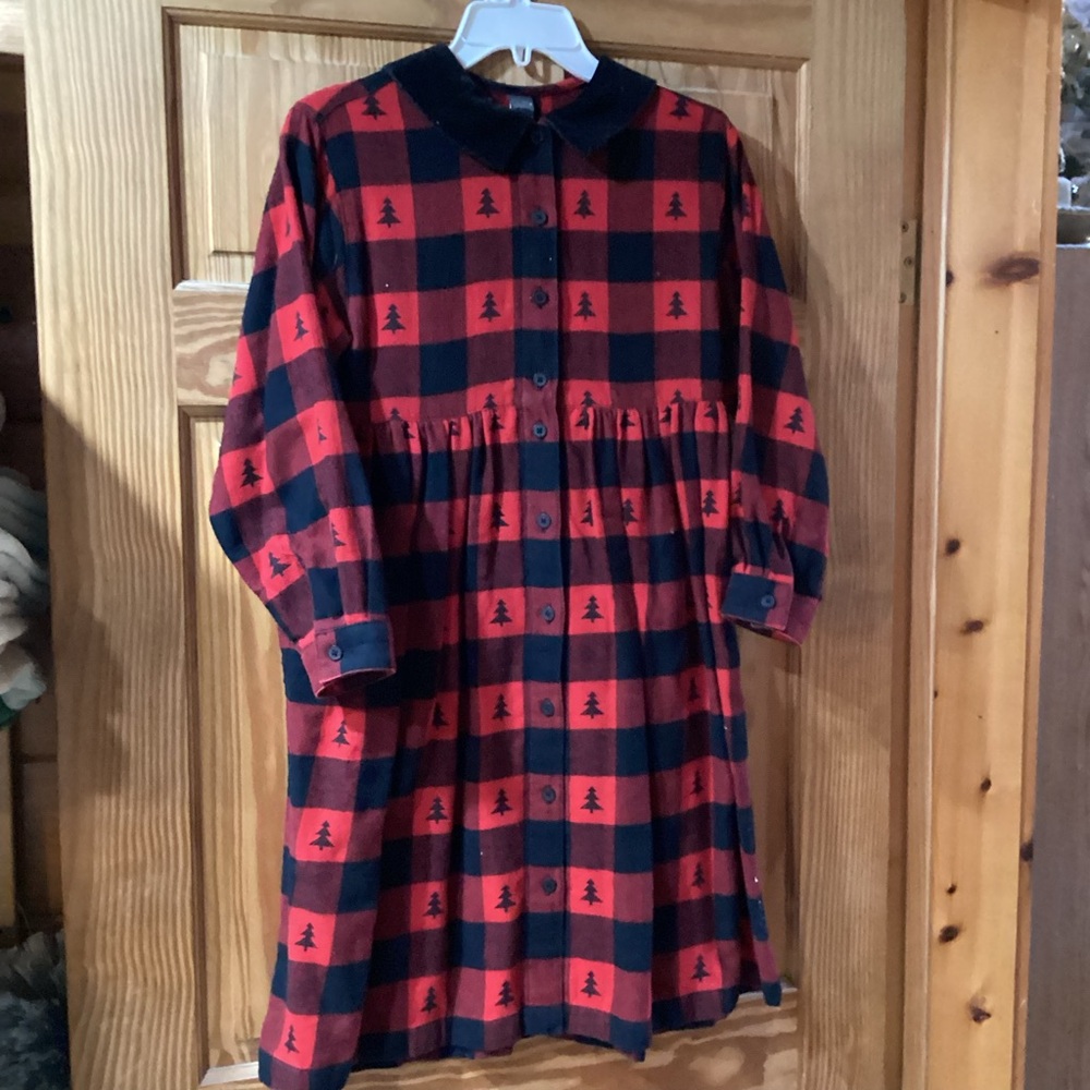 Lands End Vintage Girls dress with cute tree print - size 12